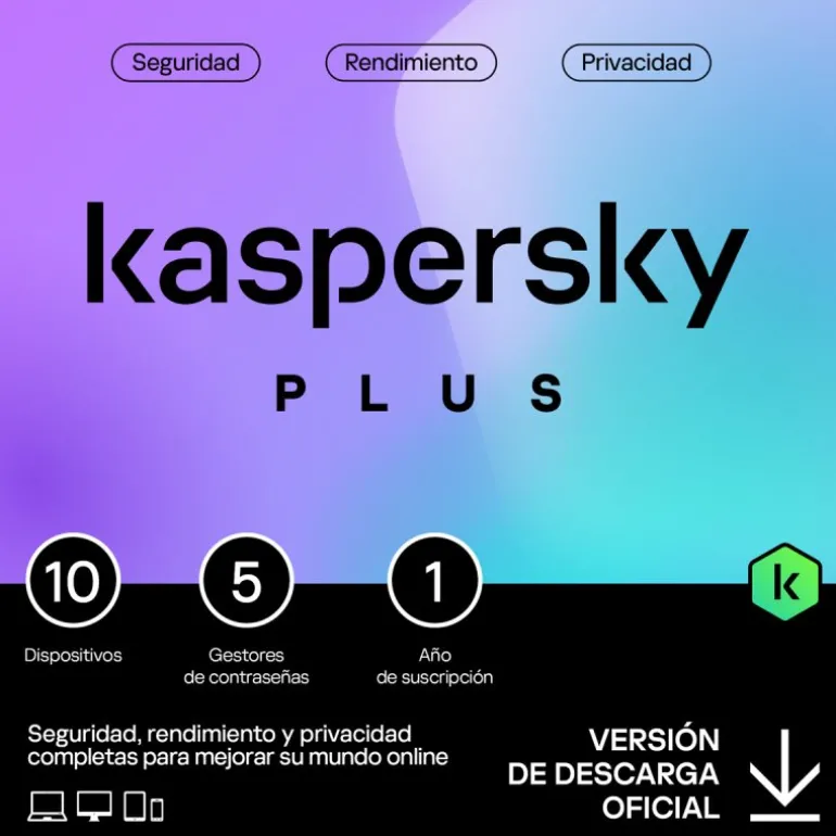 Antivirus Kaspersky Plus 10 Dispositivos 1 Año