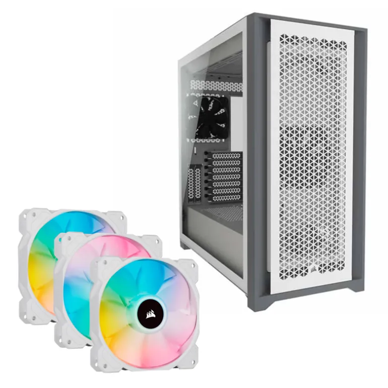 Bundle Corsair 5000D Airflow White + Triple Pack SP120 RGB ELITE White