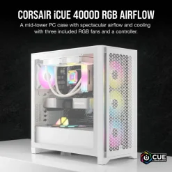 Caja/Torre Corsair iCue 4000D RGB Airflow Blanco