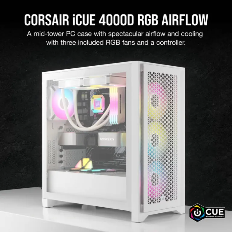 Caja/Torre Corsair iCue 4000D RGB Airflow Blanco