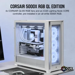 Caja/Torre Corsair iCUE 5000X RGB QL Edition Blanco
