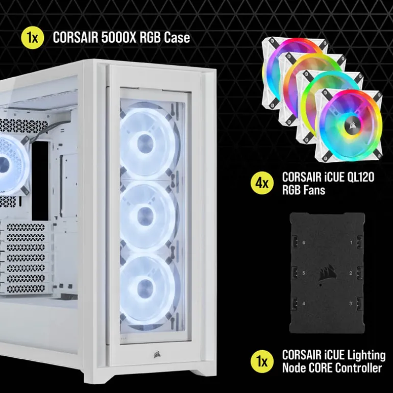 Caja/Torre Corsair iCUE 5000X RGB QL Edition Blanco