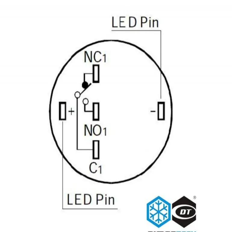 DimasTech 19mm LED Amaillo - Pulsador
