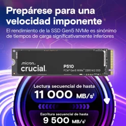 Disco Duro M.2 Crucial P510 1TB PCIe Gen5 x4 NVMe SSD