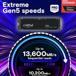 Disco Duro M.2 Crucial T705 1TB PCIe Gen5 x4 NVMe SSD