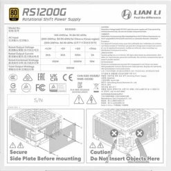 Fuente/PSU Lian Li Rotational Shift RS1200G 80 Plus Gold 1200W ATX 3.1 Modular Con Hub Blanco