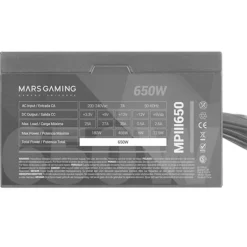 Fuente/PSU Mars Gaming MPIII650 650W Eficencia Digital APFC 85% AI-RPM Negro