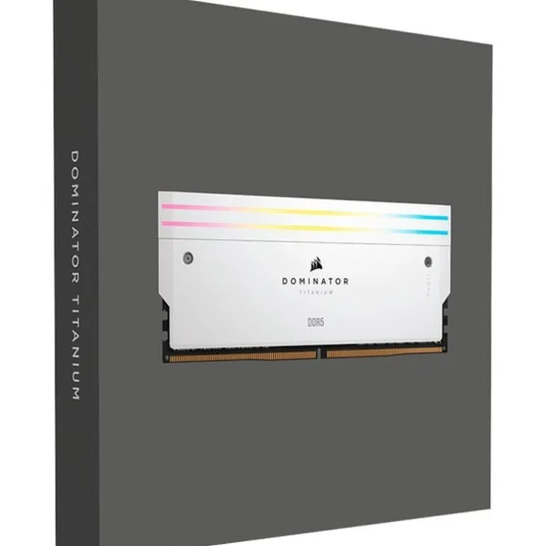 Memoria DDR5 Corsair Dominator Titanium RGB 32GB 2x16GB 6600MHz CL32 XMP Blanco