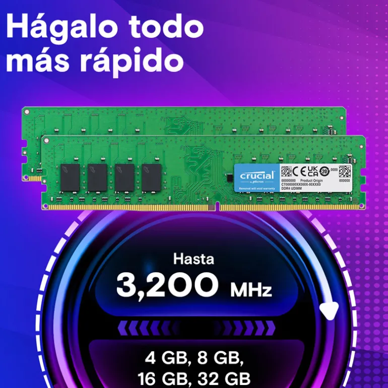 Memoria DDR4 Crucial Classic 32GB 2x16GB 3200MHz CL22 Verde