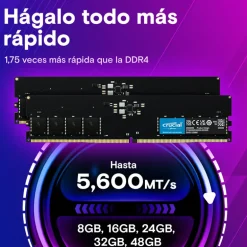Memoria DDR5 Crucial 8GB 1x8GB 5600MHz CL46 EXPO-XMP