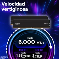 Memoria DDR5 Crucial Pro 32GB 2x16GB 6000MHz CL48 EXPO-XMP Negro