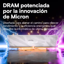 Memoria DDR5 Crucial Pro OC 32GB 2x16GB 6400MHz CL32 EXPO-XMP Blanco