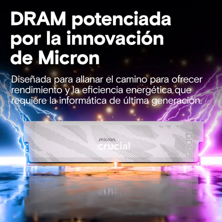 Memoria DDR5 Crucial Pro OC 32GB 2x16GB 6400MHz CL32 EXPO-XMP Blanco