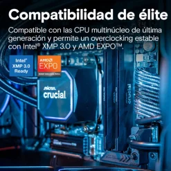 Memoria DDR5 Crucial Pro OC 32GB 2x16GB 6400MHz CL32 EXPO-XMP Negro