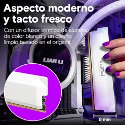 Memoria DDR5 Crucial Pro OC 32GB 2x16GB 6400MHz CL38 EXPO-XMP Blanco