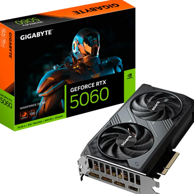 Tarjeta Gráfica Gigabyte GeForce RTX 5060 WindForce OC 8GB GDDR7 DLSS4