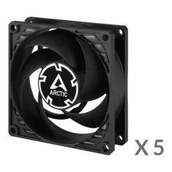 Ventilador Arctic Cooling P8 PWM PST 80mm Pack 5 Uds. Negro
