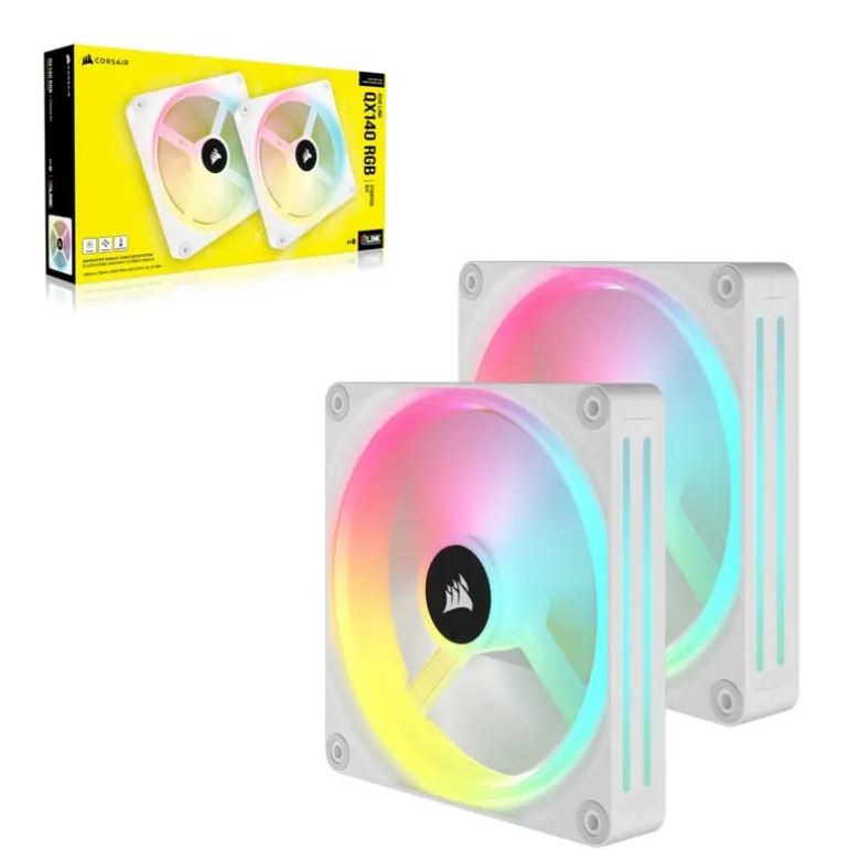 Ventilador Corsair QX140 RGB 140mm Doble Pack Blanco