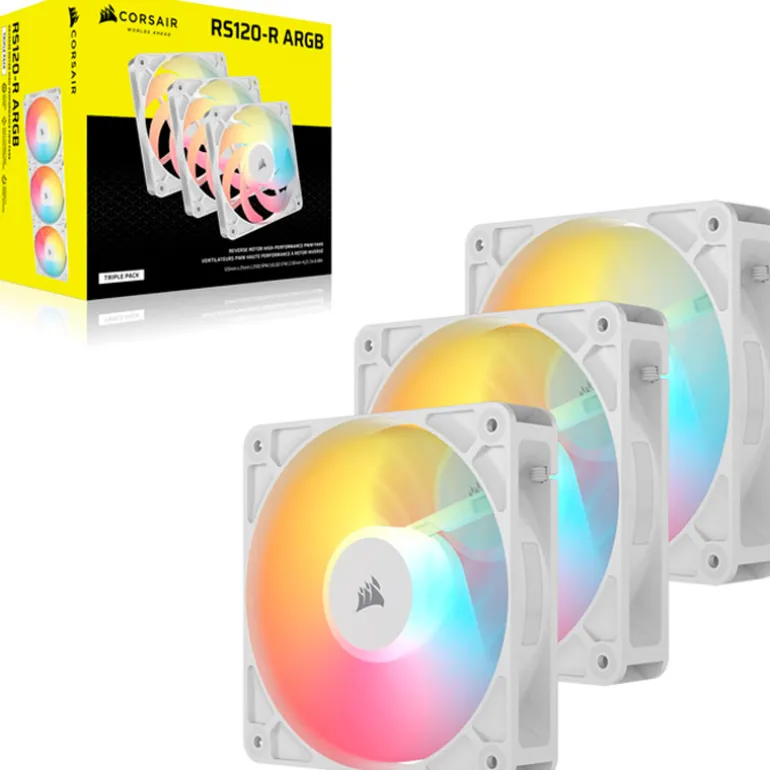 Ventilador Corsair RS120-R ARGB Reverse 120mm Triple Pack Blanco